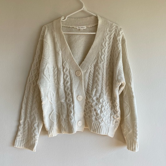 Blu Pepper White Cream Knit Cardigan Button Up Women’s Small - Picture 2 of 8